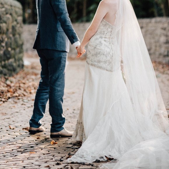 Vintage Jim Hjelm Beaded Wedding Gown - Picture 2 of 16